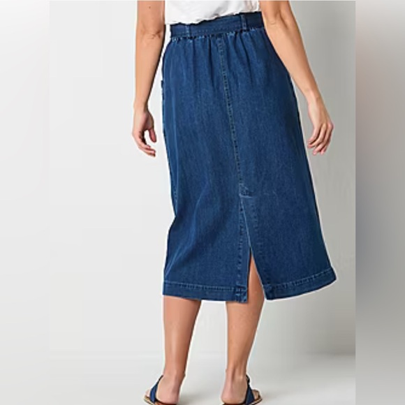 St. John's Bay Womens High Rise Midi Denim Skirt - Picture 3 of 7